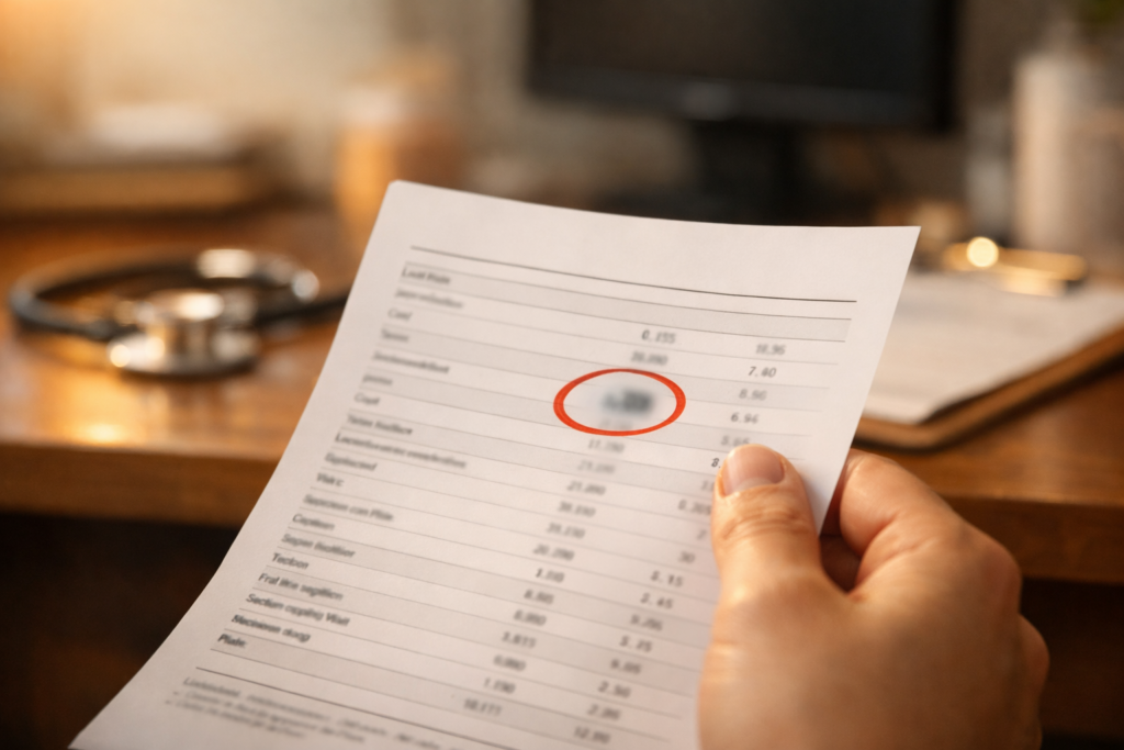stock image of blurred blood test results